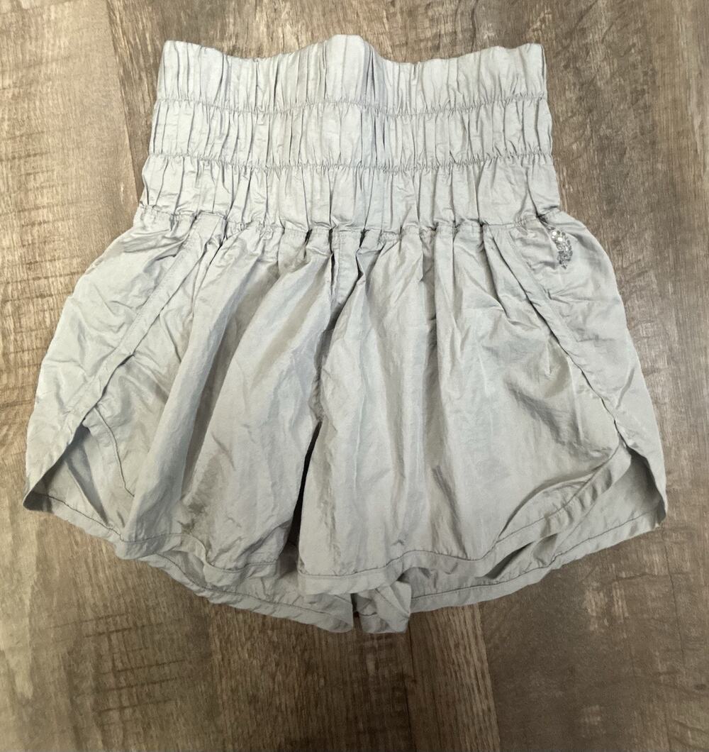 FP Movement The Way Home Shorts XS Grey Smocked High Rise Athletic Running